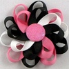 Flower Loop Bow - Pink & Black