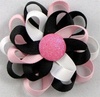 Flower Loop Bow - Light Pink & Black