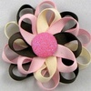 Flower Loop Bow - Light Pink/Brown/Yellow