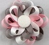 Flower Loop Bow - Pink & Gray